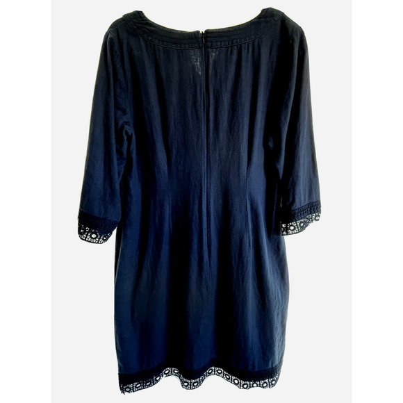 Talbots Womens Dress Size 16P  Linen Blue Knee Length Pockets V Neck Lagenlook - Picture 3 of 16